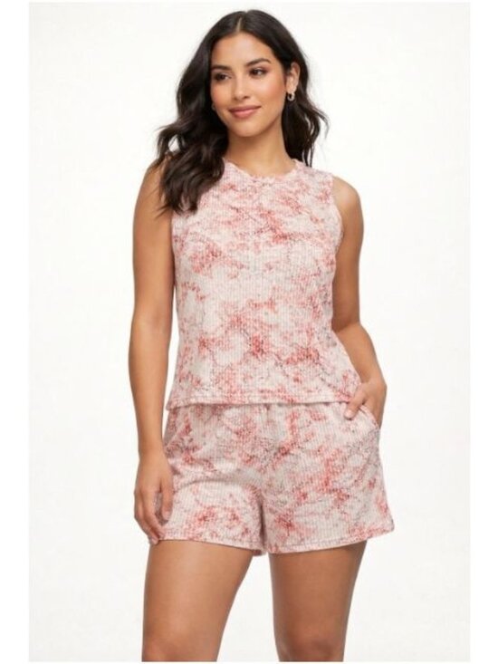 Studio 1886 Other - Studio 1886 Womens Ribbed Knit 2-Piece Set Pink Tie-Dye Print Size Medium